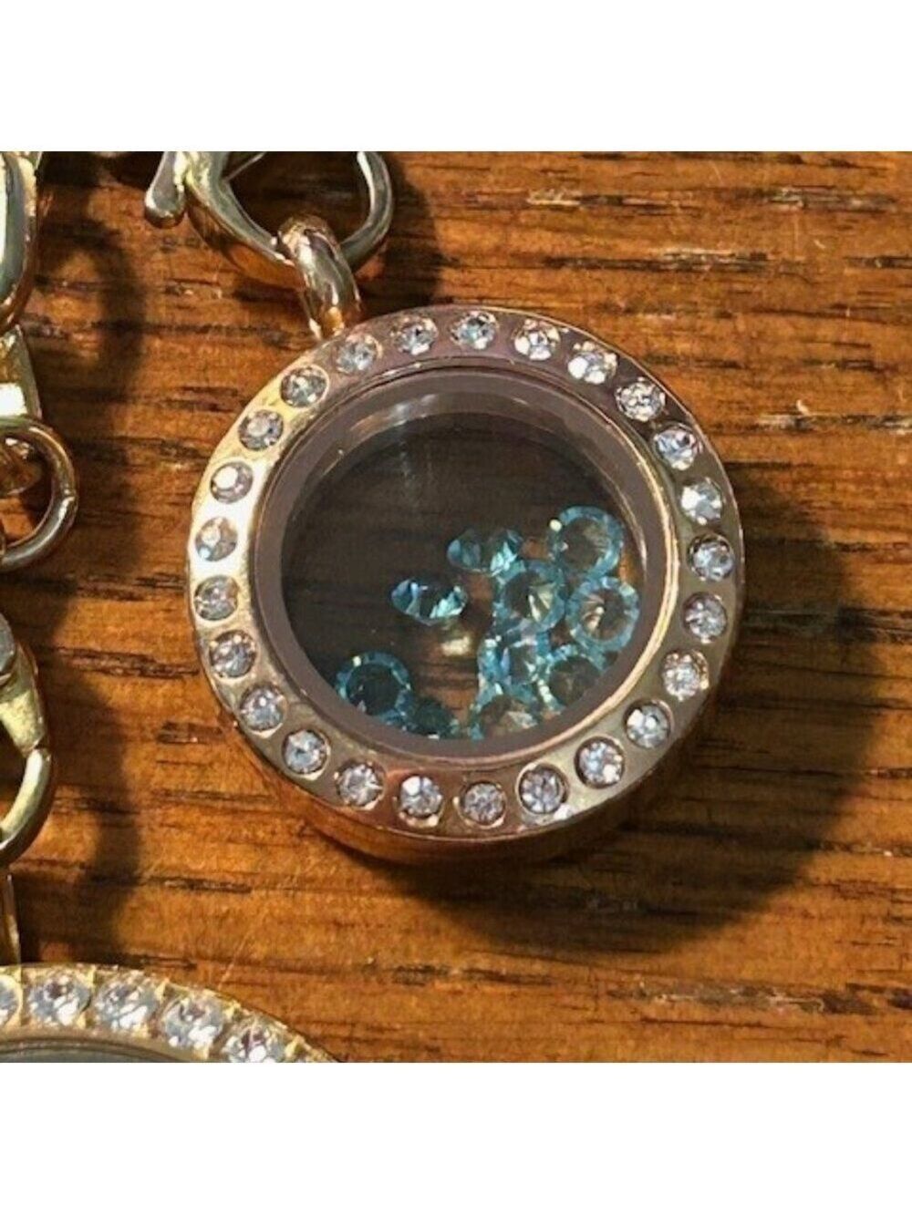 Authentic Origami Owl Butterfly Accent Charm Necklace Dangle Locket Gold/Blue OS - Picture 6 of 6